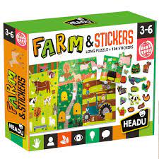 Puzzle + stickers the farm- headu